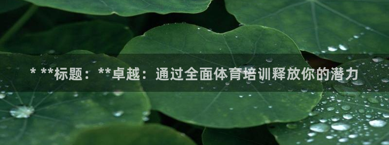 耀世天下的微信名字好吗：* **标题：**卓越：通过