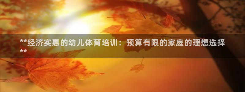 耀世平台注册步骤图片：**经济实惠的幼儿体育培训：预